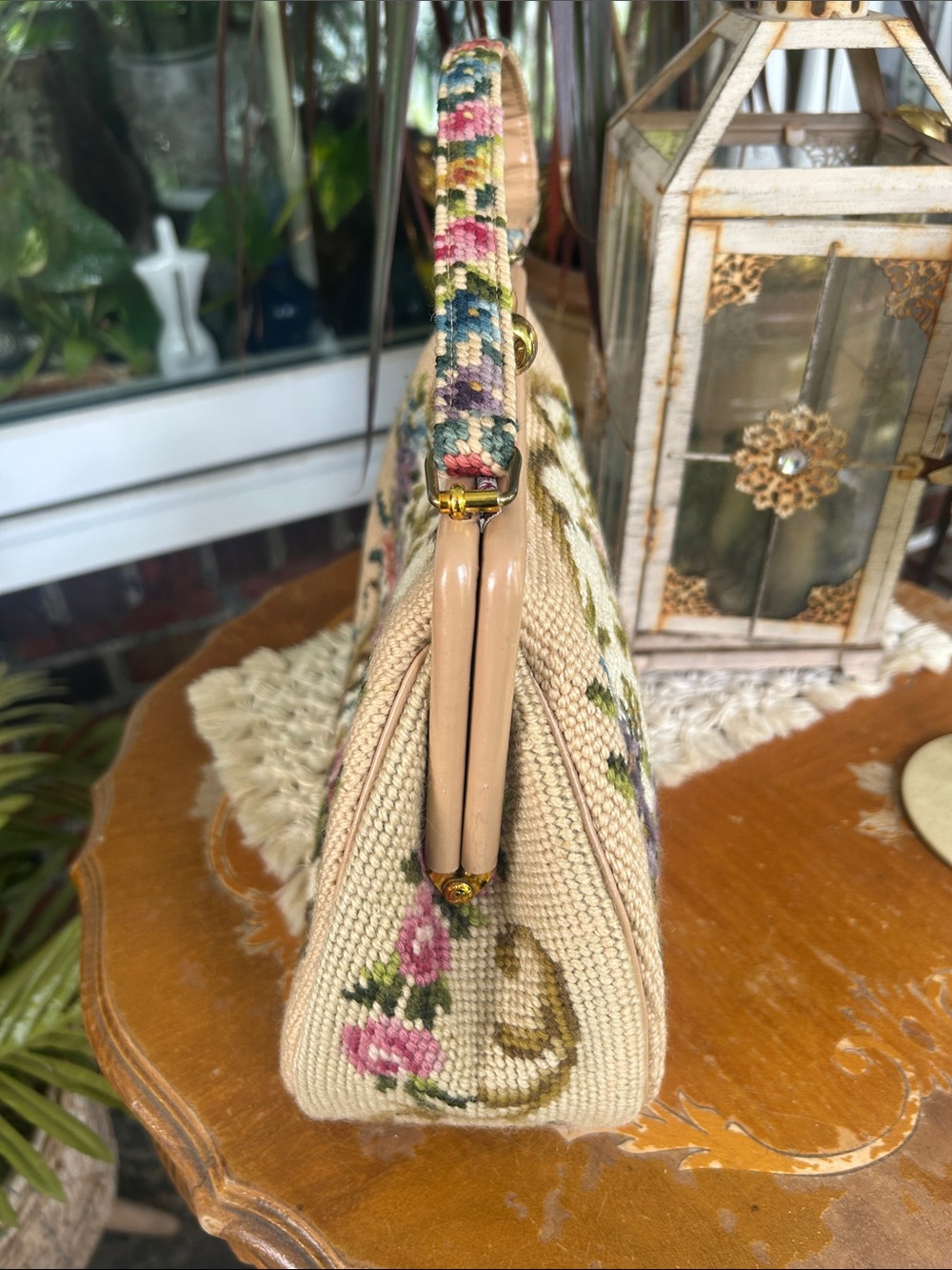 Vintage Floral Needlepoint Handbag - Picture 3 of 13